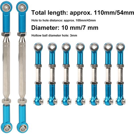 Jeu de 9 biellettes en alliage d'aluminium bleu pour WL Toys K949 1/10 - Pièces de rechange RC (1/5)