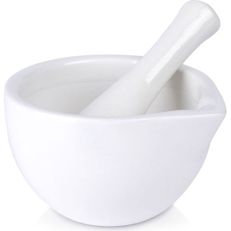 Mortero de porcelana para moler especias y pesto con maja (1/5)