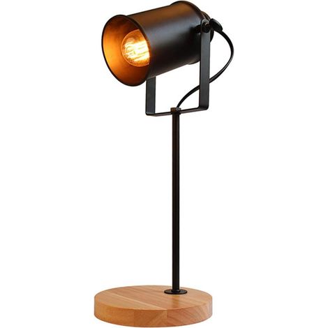 COMELY Lampe de Bureau Vintage en Bois Noir, Lampe de Lecture Réglable, Douille E27, pour Chambre, Bureau (Ampoule Non Incluse) (1/5)