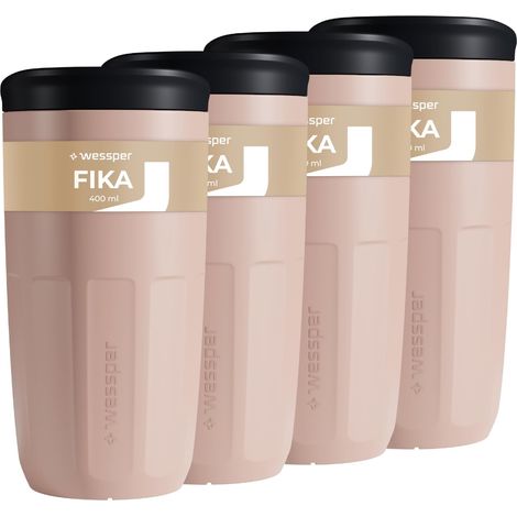 Mug Réutilisable 400ml, Tasse avec Couvercle - 4 pièces - Rose (1/5)
