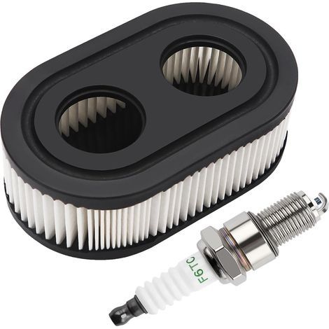 1 Piece Lawn Mower Air Filter & 1 Pcs Spark Plugs Fits Briggs & Stratton 798452 593260 Engine (1/5)