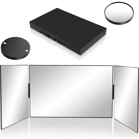 Miroir 360° Coiffure Homme, Miroir 3 Faces Pliable, Miroirs Porte, Miroirs 360 degrés pour se Coiffer et Couper Les Cheveux Femme, Hauteur Réglable, Miroirs Suspendu, Miroir de Barbier pour Maquillage (1/5)