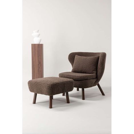Ryxö fauteuil avec repose-pieds marron. (1/4)