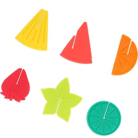 Lot de 6 marqueurs de verre en silicone Motif fruits Pour cocktail Verre Mug Décoration Halloween Noël Fête de la moisson Anniversaire Mariage Fête Accessoires (1/5)