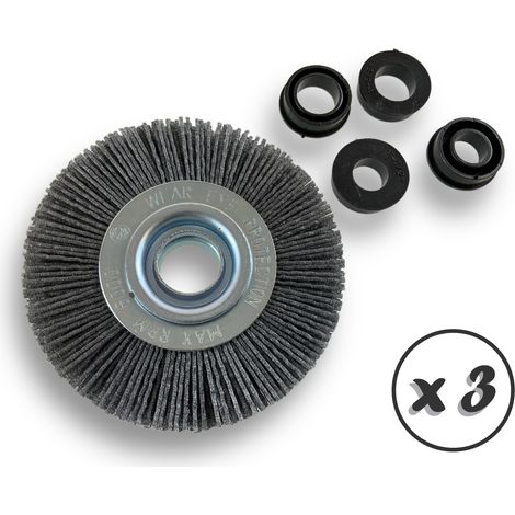 Lot de 3 brosses circulaires NYLON Abrasif Ø 100 mm Epaisseur 2 rangs Carbure de silicium Grain 80 Alésage 16 mm Touret meuleuse ponceuse Brossage décapage Kibros 234102KR80x3 (1/5)