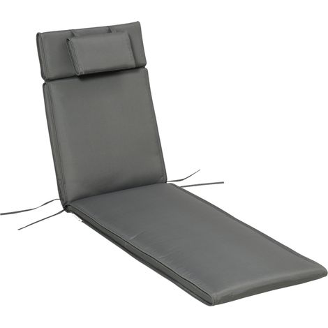 Garden Sun Lounger Cushion Replacement Soft Sunbed Reclining Chair Relaxer Pad Pillow, Cushion ONLY - Grey (1/5)