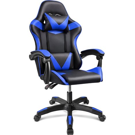 Silla gaming reclinable y con altura ajustable 117-128 cm Viper Negro - Azul 49cm (ancho) x 108-118cm (alto) (1/5)