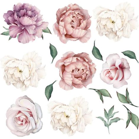 Autocollant Mural en Pvc Fleurs Pivoine, Décoration Rétro pour Salon Peinture de Fleur, Pose Facile et Retrait sans Résidu, Étanche, Adapté au Métal (1/5)