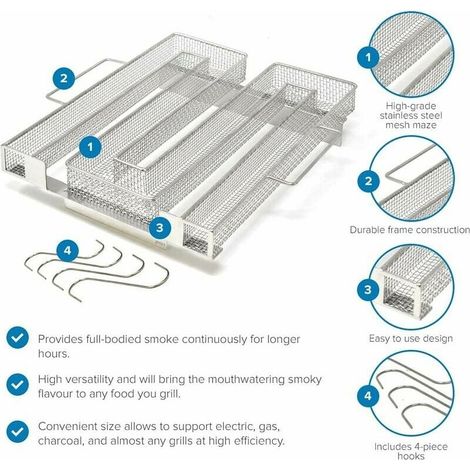 Fumoir inox pour barbecue, générateur de fumée, 8,35×7,95×1,77 pouces (1/3)