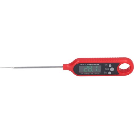Thermomètre de cuisine électronique type stylo, sonde en acier inoxydable, rouge, pour barbecue et grillades. (1/5)