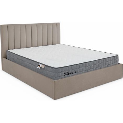 Pack Lit-coffre Songe + Matelas Bedream 180x200cm Velours Taupe
