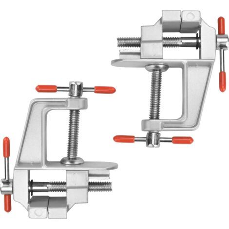 BUNTHAUS 2 Pcs Mini Étau Réglable, Étau d'Établi, Étau de Table en Alliage D’Aluminium, Mini Étau de Table, Étau de Travail du Bois,pour Bijoux D'artisanat de Table de Loisirs (Argent)