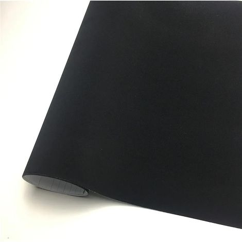 Film adhésif en vinyle suédine velours de qualité supérieure pour la personnalisation de votre voiture (135 x 20 cm, noir)