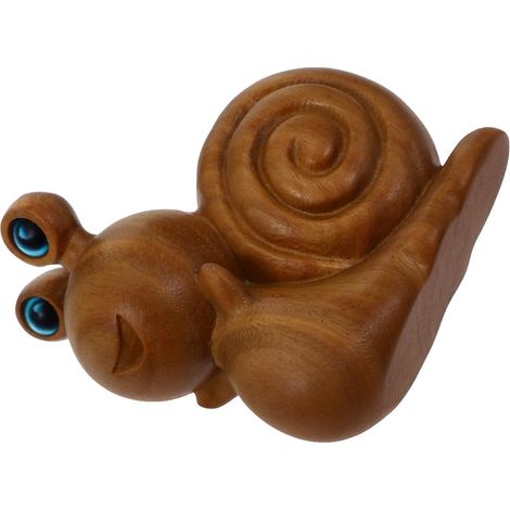 Carved Wooden Snail Ornament, Delicate Brown Decoration for Office and Bedroom, Elegant Artistic Statue as a Gift or Table Decor (1/5)