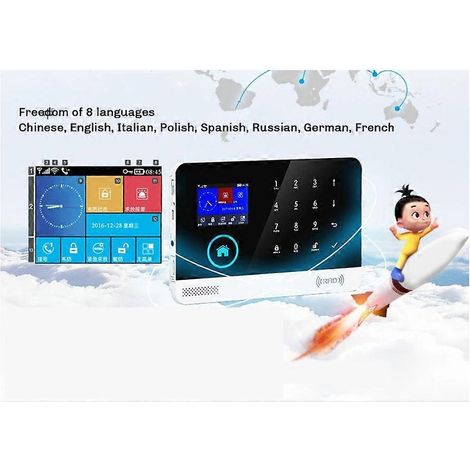 Système d'alarme de sécurité domestique, alarme sans fil 433 MHz WIFI+GSM, compatible avec une application intelligente, prise standard américaine. (1/5)
