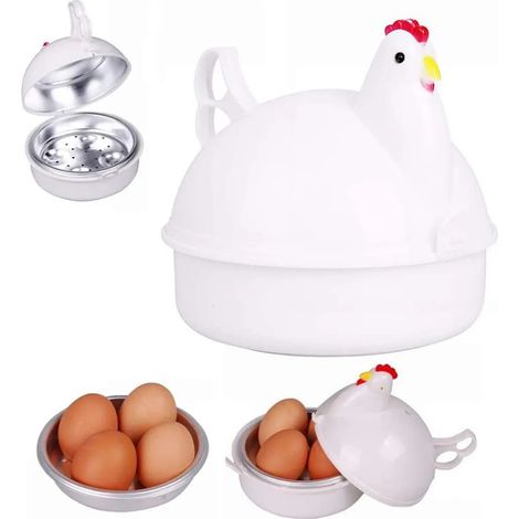Cuiseur à œufs pour micro-ondes pour 4 œufs, revêtement antiadhésif, idéal pour le petit-déjeuner, le déjeuner et le dîner. (1/5)