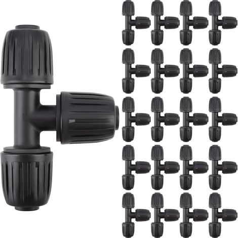 20-teiliges 1/2-Zoll-T-Stück für 16-mm-Bewässerungsschläuche – Anschlusskappen für Tropfbewässerungssysteme, Gärten und Rasenflächen (1/5)