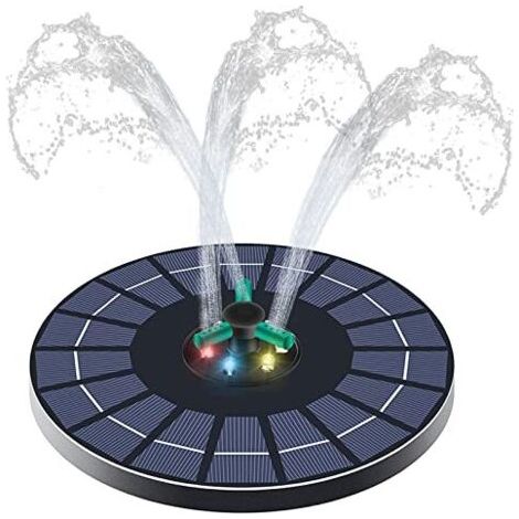 Fontaine Solaire pour Bassin avec LED, Fontaine A Eau Solaire Exterieure De Jardin, Fontaine Oiseaux Exterieur Solaire, Pompe Solaire pour Fontaine De Jardin Abreuvoir Oiseaux Lumineus (1/5)