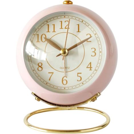 Horloge en métal avec anneau en verre convexe (rose) - Décoration pour la maison, le bureau et la salle d'étude (1/5)