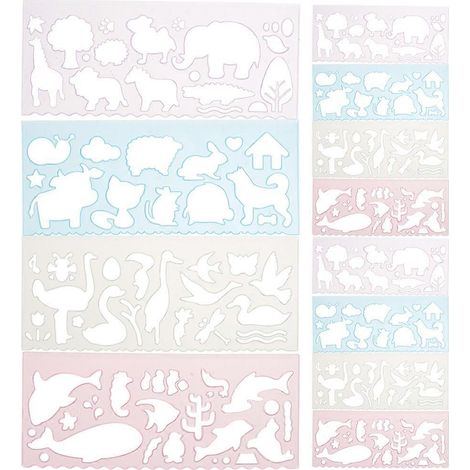 24 pochoirs de dessin d'animaux pour enfants - Moules à peindre et à modeler pour activités manuelles (1/5)