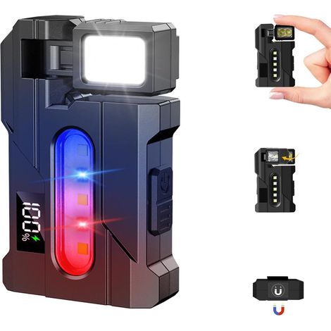 Lampe de Poche Rechargeable avec Double Source -7 Modes, Clip, Étanche , Magnétique, Mini Lampe Torche LED pour Extérieur, Camping, Randonnée, Urgence (1/5)