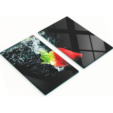 Küchenschneidebretter aus Glas mit Erdbeermotiv, 2 x 30 x 52 cm (1/5)