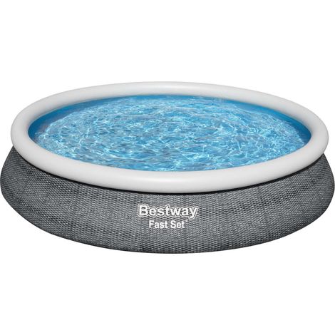 Fast Set™ Aufstellpool-Set mit Filterpumpe Ø 457 x 84 cm, Rattan-Optik (Schiefergrau), rund