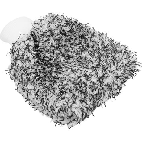 Gant de lavage auto microfibre double face anti-rayures, chiffon nettoyant doux universel noir, sans rayures, lavable, idéal pour voiture et moto (1/5)