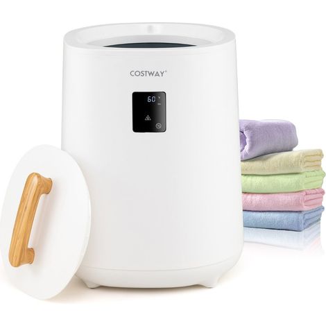 Chauffe-serviettes de salle de bain 35,5 x 35,5 x 51 cm grande capacité 18 L écran LED sécurité en plastique blanc