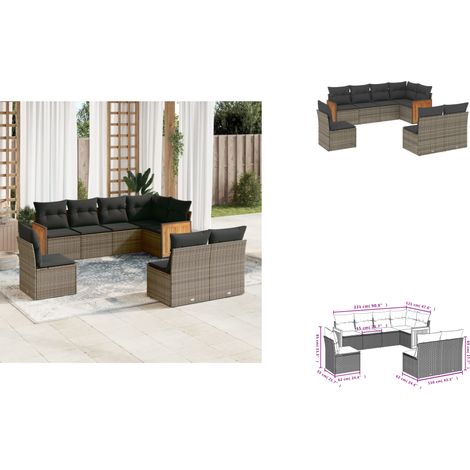8-tlg. Garten-Sofagarnitur mit Kissen Grau Poly Rattan - Gartenmöbel - Lounge Set - Rattan Möbel - Outdoor Furniture - Gartenlounge (1/3)