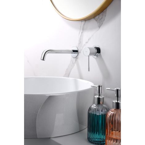 Rubinetto lavabo monocomando da incasso in ottone per acqua calda/fredda - Rubinetto bagno da incasso per lavello Colore Cromo (1/4)