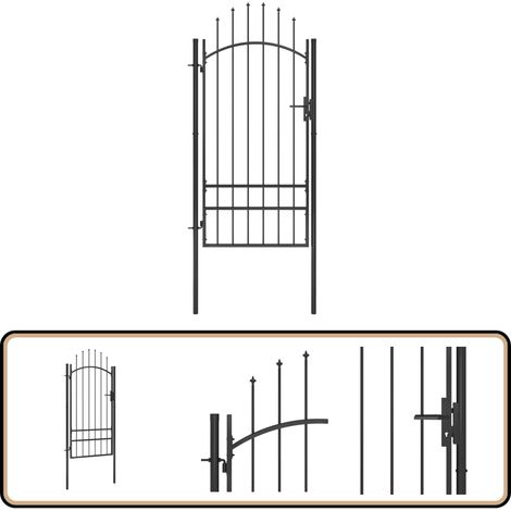 Portail de jardin Acier 1x2,5 m Noir - Portail De Jardin - Portillon - Clôture - Portail En Acier - Portail Noir