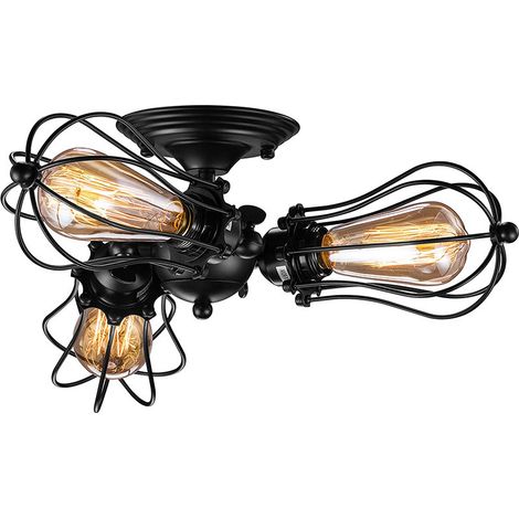 Plafonnier industriel plafonnier en métal réglable suspension luminaire rétro moderne industriel salon chambre café bar L149 (1/4)