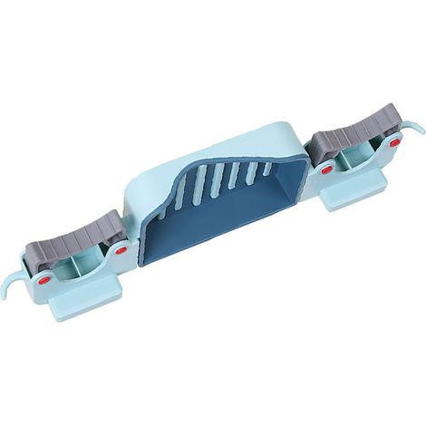 Porte-savon 3 en 1 pour balai et serpillière, fixation murale, crochet, égouttoir, porte-savon, porte-balai et porte-cartes pour cuisine et toilettes, bleu, taille unique (1/5)