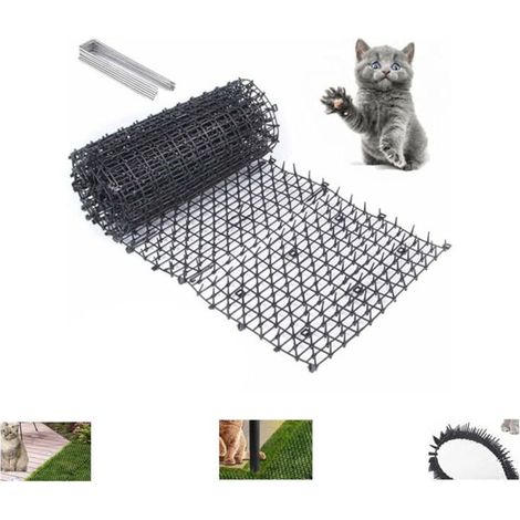 Tapis Anti-Chat avec Pointes,200 30cm Tapis de Dissuasion répulsif pour Chat Chien Animal,avec 8 Ancrages au Sol en Forme de U, Répulsif Chats Chiens Naturel & Écologique pour Jardin, Clôtures,TRIMEC (1/4)