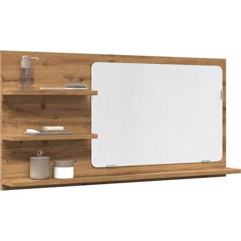 Espejo mueble baño madera ingeniería roble artisan 90x11x45 cm vidaXL (1/5)