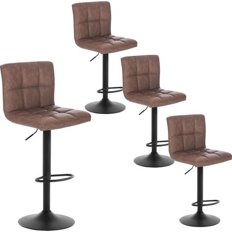 Woltu – Lot de 4 tabourets de bar – Hauteur réglable 60-82 cm – Siège en similicuir – Cadre en métal robuste – Repose-pieds ergonomique (1/5)
