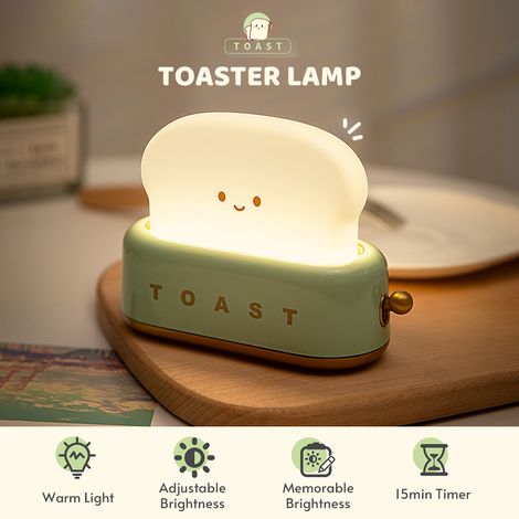 Ortviai Lampe Veilleuse Mini-Toast Jaune – Veilleuse Réglable avec Minuteur 15 min, Rechargeable USB-C, Idéale pour Chambre et Bureau (1/5)