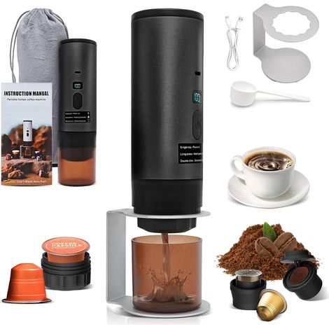 1 Machine à Café Portable, Batterie 7800mAh, Pression 20 Bar, Charge USB-C, Compatible Capsules NS/DG, Voyage (1/5)