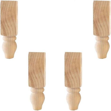 Massivholz-Möbelbeine, unbehandelte, kürbisförmige Kugelfüße, quadratische Sofafüße aus Holz, für Bett/Couch/Schrank/Bank/Stuhl/Hocker/Couchtisch – 25 cm – Transparent