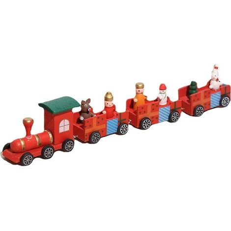 Tren De Navidad De Madera Pintada - Decoración Navideña - Ideal Para Mesa Y Árbol - 1 Unidad (1/5)