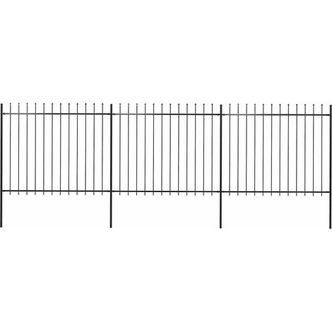 Clôture de jardin-Grillage de jardin avec dessus en forme de lance en acier 537 x 150 cm Noir 841226 (1/5)