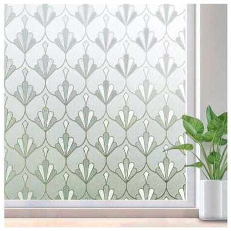 Statisch haftende Fensterfolie, Sichtschutzfolie, selbstklebend, wiederverwendbar, blickdicht, Blumenmuster, 50 x 200 cm