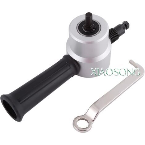 Kit de coupe de tôle, coupe de tôle à double tête Kit d'outils de coupe de grignoteuse à puissance électrique réglable à 360 degrés pour perceuse-