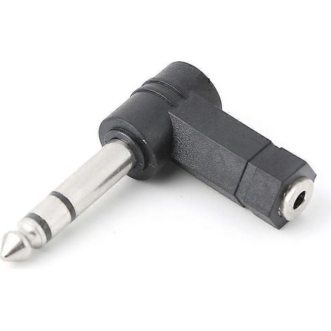 Adaptateur Jack Femelle 3.5mm vers Jack Mâle 6.35mm Angle Droit pour Casque Audio