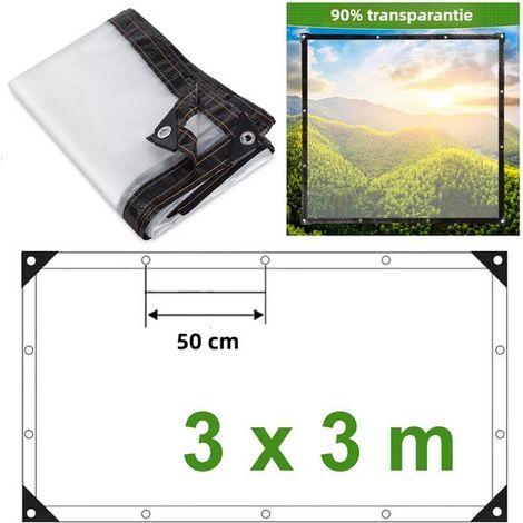 Telone impermeabile 3 x 3 m, tela impermeabile trasparente per vele, pellicola per serra per uso esterno, telo da giardino multifunzionale (1/5)