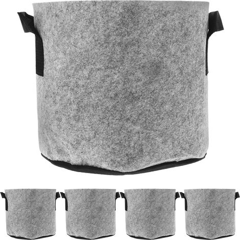 Lot de 5 sacs de culture gris non tissés avec poignées, 3 gallons (1/5)