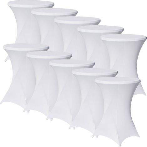 10er Set Stehtischhusse Stretch weiß Ø 80 cm Tischhusse (1/5)