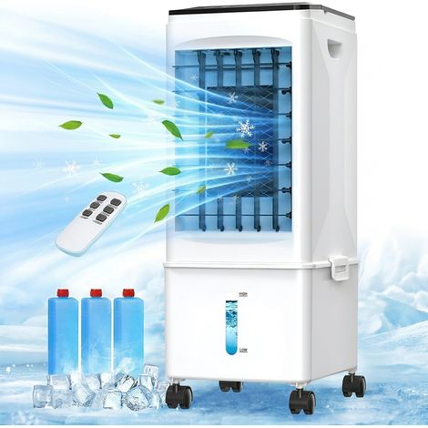 Ortviai Rafraîchisseur d'air portable 6 L – Climatiseur évaporatif silencieux avec télécommande et minuterie, 3 vitesses