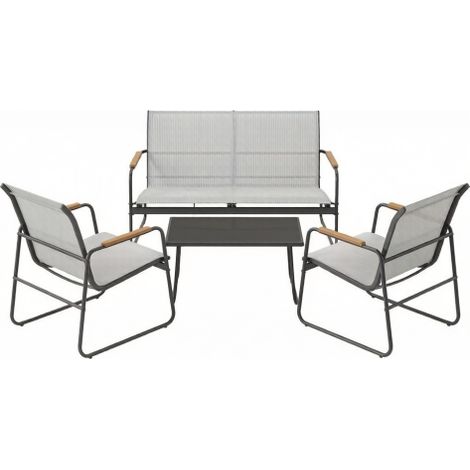 Salon de Jardin 4 Pièces Mobilier Extérieur Ensemble Canapé Fauteuils Table Basse pour Terrasse Balcon Cour Conversation et Détente Structure Robuste Résistant aux Intempéries Design Moderne Confortab (1/5)